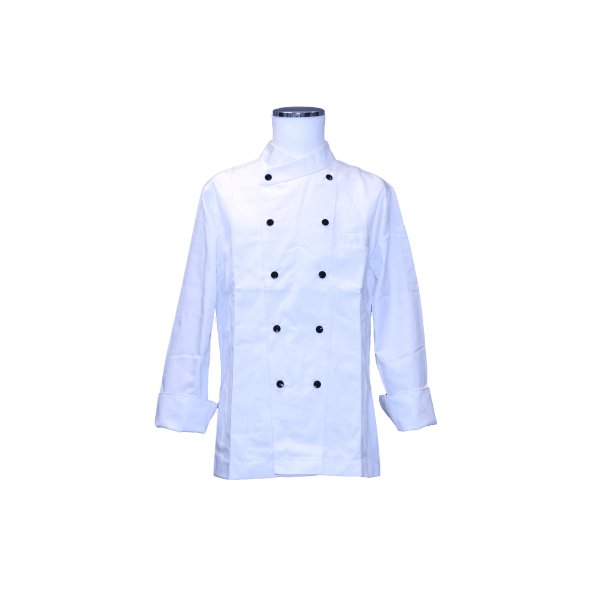 sy專業廚師服-斜領黑色按壓釦(SYW0008)