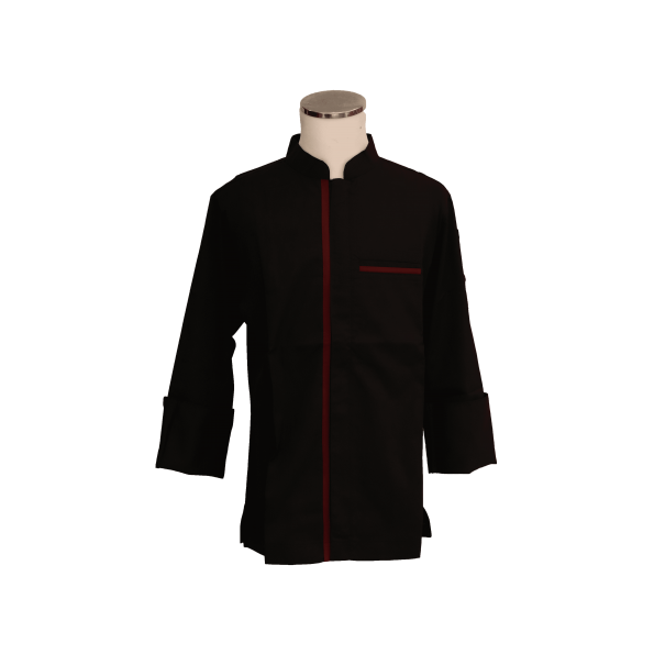里昂款立領廚師服-黑色(SUW0009)